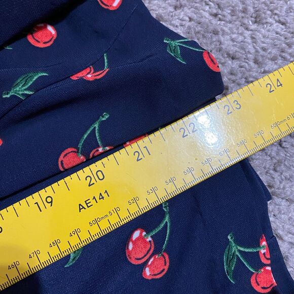 Talbots Retro Inspired Fit and Flare Navy Blue Cherry All Over Print Skirt, Sz 4 - Picture 10 of 10